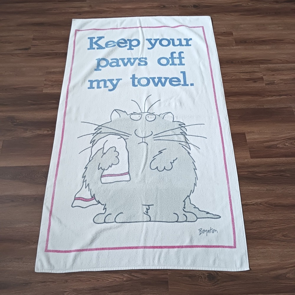 Vintage Sandra Boynton Keep Your Paws Off My Towel Cat Beach Towel 35 x  58